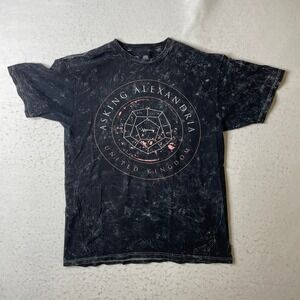 Asking Alexandria Band T-Shirt Mens Medium Black Acid Wash United Kingdom